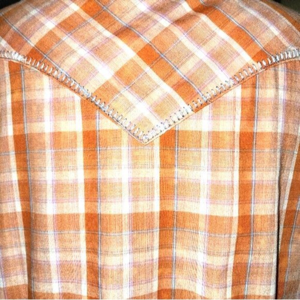 Wrangler Orange Plaid Snap Front Women's Western Shirt Size L‎ - Picture 7 of 10